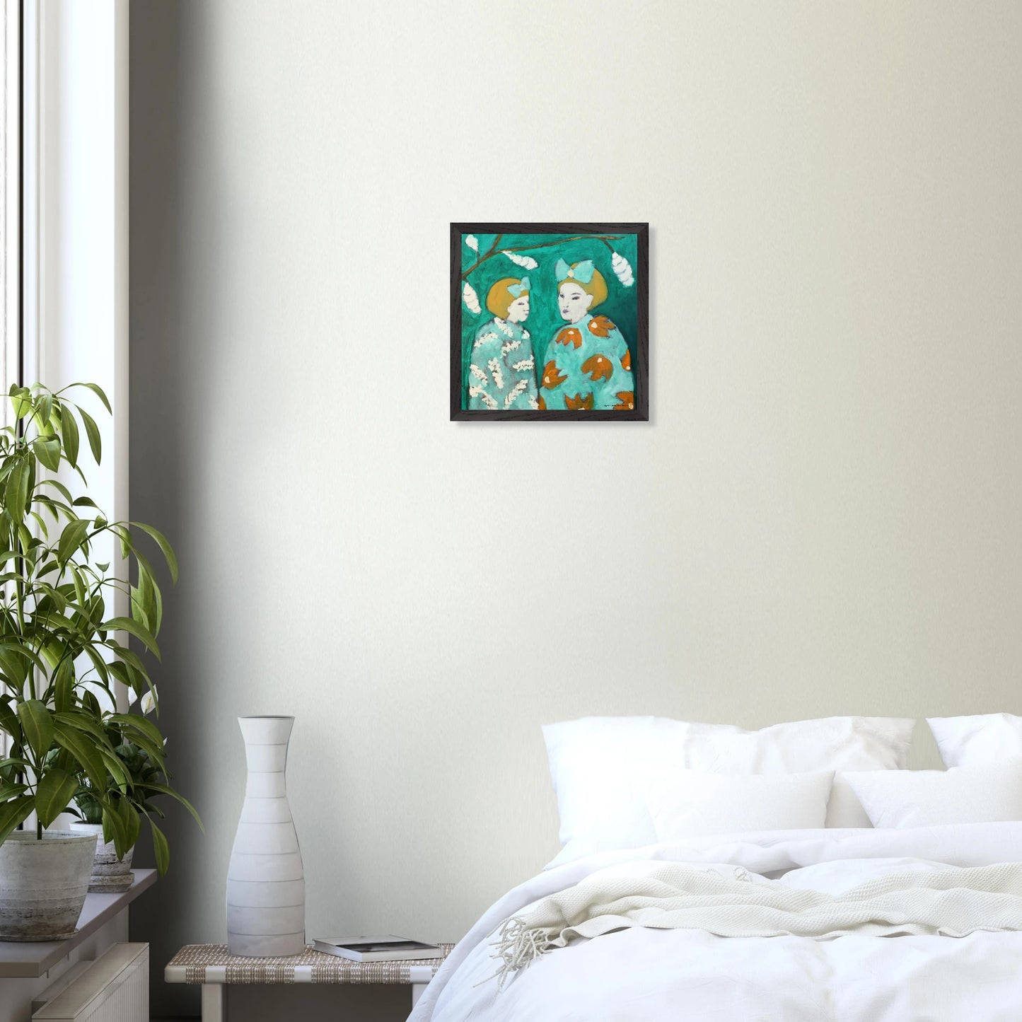Premium taidejuliste; puukehyksinen suomalaisen nykytaiteilijan juliste 30 cm x 30 cm, "Syntynyt leijonaksi perhosien laaksoon" - HannaartByHanna ©