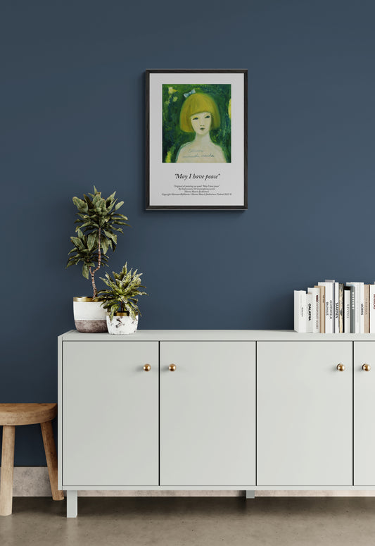 Vihreäsävyinen feministinen juliste tyttöydestä. Tyttö katsoo mietteissäään-