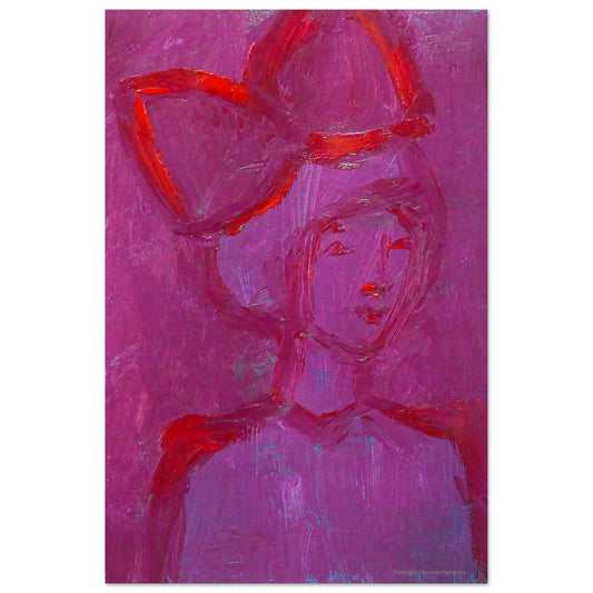 "Tyttö ja punainen rusetti", 20 cm x 30 cm korkeus