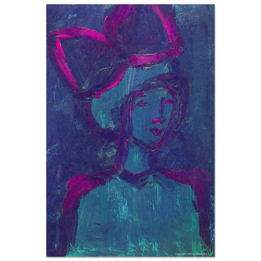 "En flicka och en lila rosett", 20 cm x 30 cm höjd