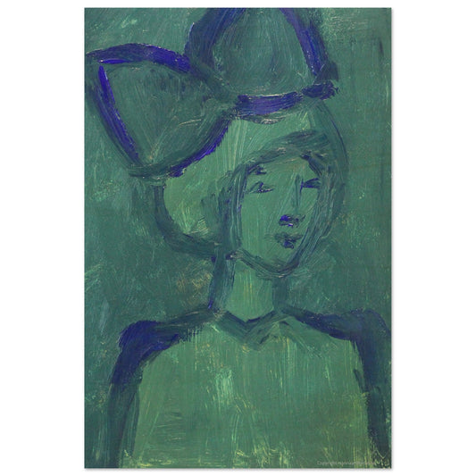 "A Girl and  a sea-colored bow", 20 x 30 cm height